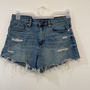 Blank NYC The Barrow Vintage Shorts 29 High Rise Blue Distressed Frayed Denim